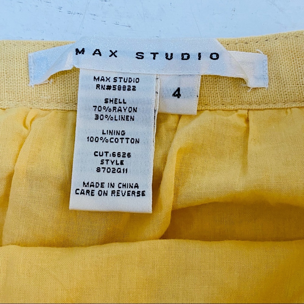 Max Studio Yellow Linen Blend Embroidered A-line Skirt (size 4) - Picture 6 of 7